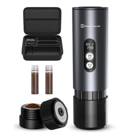 Maestri House 150W Espresso Maker with 2-3 Min Fast Self-Heating, Portable Travel Espresso Coffee Machine with Bag, Small Tea Cup Also Holder for NS Capsule & Ground Coffee for Car Camping, RV, Hiking