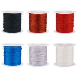 Beadthoven 0.6mm Nylon String for Bracelets 262Yards Chinese Knotting Cord Wind Chime Twine String Braided Nylon Beading Threads for Jewelry Making Necklace Macrame Kumihimo Christmas Red Blue White