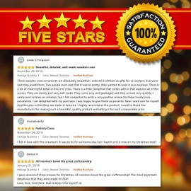 Jolette Designs Nativity Cross Christmas Ornament Gift, Real Wooden Decor for Tree, Office, Car. Unique Wood Holy Family Scene Gifts, 4.5X 2.625, Made in USA, Keepsake Tells The Whole Christmas Story