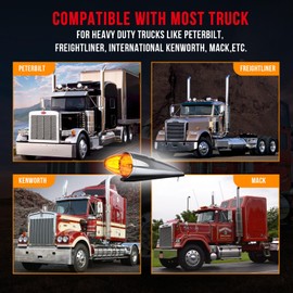 cciyu 9x 17 Led Amber Torpedo Cab Marker Lights Chrome Heavy Duty Trucks Replacement for International Kenworth/Peterbilt/Freightliner/Mack Amber Len