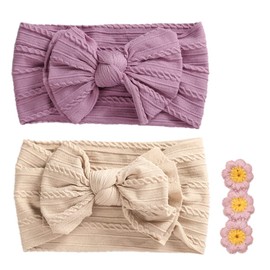 mitas Baby Band, Set of 2, Baby Hair Band, Turban, Ribbon, Stretch, Soft to the Touch, Newborn, Babies, Kids, Stretchable, Non-Tightening, Hair Access, Hair Clip, Hair Ornament, Hair Clip, Hair Clip,
