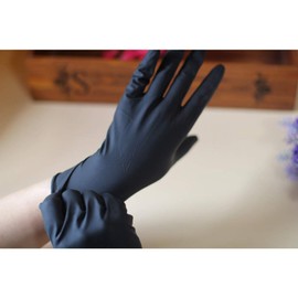 minkissy Pack of 10 Reusable Latex Gloves Black Salon Hair Colour Gloves Portable Laboratory Food Processing Household Cleaning Gloves Medium Size