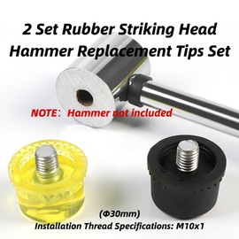 Set of 2 Rubber Mallet Replacement Heads, Impact Head Hammer Replacement Tips Set Mallet Accessories Yellow Black (Diameter 30 mm)
