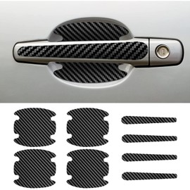 8PCS Car Door Handle Scratch Protectors, Carbon Fiber Car Door Handle Bowl Sticker, Universal Car Door Handle Paint Guard Cover, Door Handle Cup Protective Film for Cars (Black)