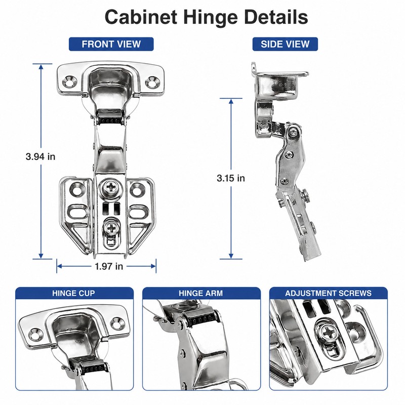 2 Pack Soft Close Cabinet Hinges, Stainless Steel Concealed Hydraulic