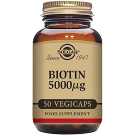 Solgar Biotin 5000 mcg Vegetable Capsules - High Strength Formula - Supports Hair Growth, Glowing Skin, Energy & Vitality - Health Supplement - Sugar Free - Suitable for Vegans - Pack of 50