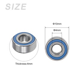METALLIXITY Deep Groove Ball Bearings (MR104-2RS, 4mm x 10mm x 4mm) 10Pcs, Chromium Steel Double Sealed Industrial Bearings - for Industrial Micro Motor, Blue