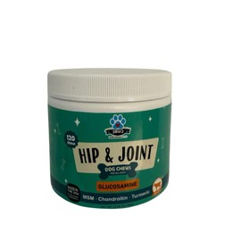 Hip and Joint Chews for Dogs – Glucosamine, Chondroitin & Turmeric – Beef Flavor, Grain-Free – 120 Chews (300g) – Joint Health Supplement for All Breeds & Sizes – GMP-Certified