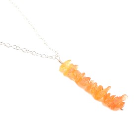 Natural Orange Sapphire Rough Pendant Necklace, Raw Gemstone, Energy Healing Crystals, Birthday, Gift for Her, Gemstone Jewelry 18 inch AAA+ Quality (Orange Sapphire)