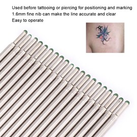 Tattoo Skin Marker Pen Cores, 20pcs / Box Skin Marking Pen Skin Surfer Stencil, Microblading Marking Pen Refill Accessory Professional Surgical Tip Skin Marker Pen Tattoo Stencil Markers Pen(green)