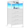 Furnulem White Nightstand with Charging Station, Night Stand Side Table