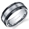 PEORA Classic Men's Genuine Titanium Wedding Band Ring, Black and