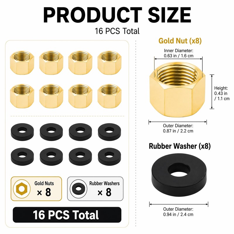 10 Pcs 3/8 Inch NPT Brass Pipe Caps with Rubber