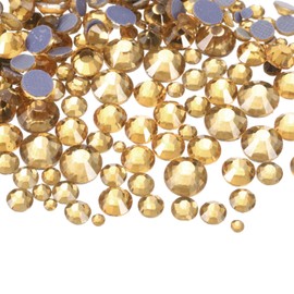 QUARKZMAN 1450 Stk Hotfix Strasssteine Flachrücken Kristallglas Edelsteine mit klarem Beutel Nagelkunst Set für Basteln Kleidung DIY Dekoration 5 Größen (SS6-SS30 Set, Blassgelb)