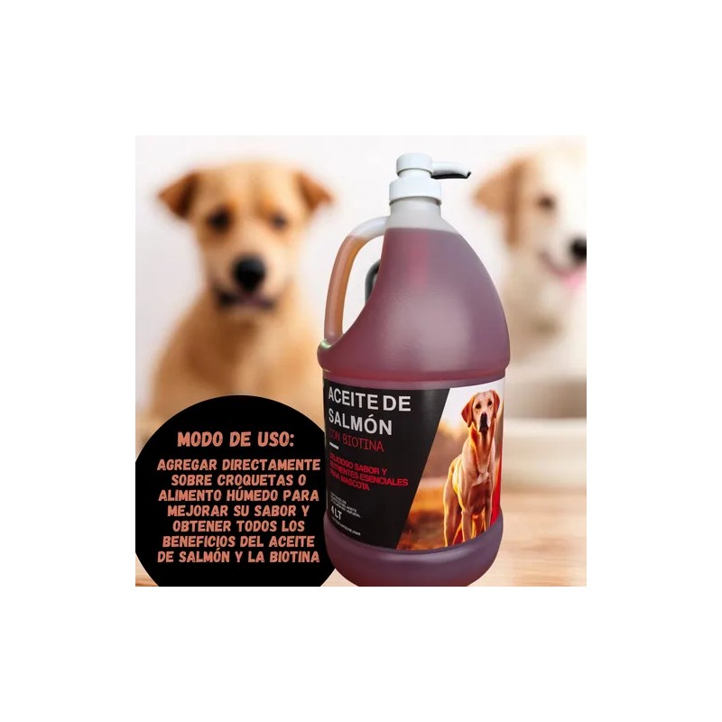 Aceite De Salmón Para Perros Mas Biotina 4 Lt -