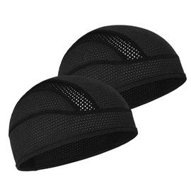 MELASA Cycling Skull Cap Helmet Liner, Cooling Mesh Cycling Caps Under Helmet, Sweat Running Hat Beanie for Men Women(Black&Black)
