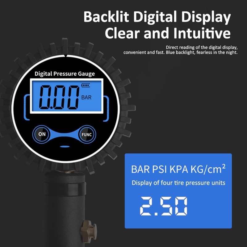 Eacam Digital Tire Pressure Gauge with Inflator, 180 PSI Air