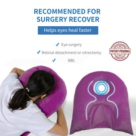 Face Down Pillow for Sleeping, Prone Pillow for Vitrectomy or Retinal Surgery, Adjustable Height Prone Face Down Sleep, Retina Lying Eye Surgery Recovery (Velvet-Purple)