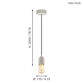 Eglo York Pendant Light Steel 60 W, Grey