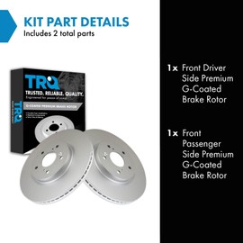 TRQ Front Brake Rotor Set G Coated Vented Compatible with 2017-2024 Honda CR-V 2018-2024 Accord 2022-2024 Civic 2023-2024 HR-V 2023-2024 Acura Integra