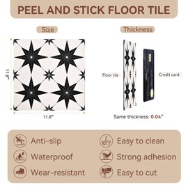 SUNPEEL Peel and Stick Floor Tiles, Waterproof Vinyl Flooring for Bathroom Kitchen Bedrooms Living Room Wall RV (20, White, 11.8" x 11.8")