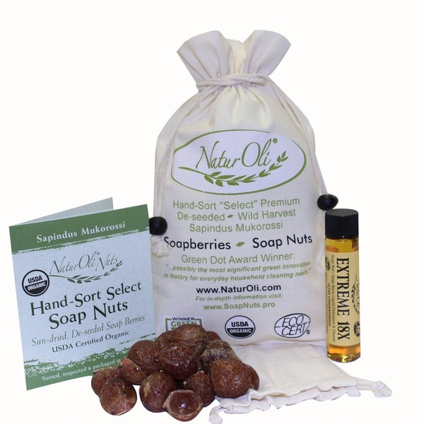 Soap Nuts/Soap Berries - 8oz organic (120 loads) + 18X