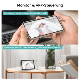 BOIFUN Baby Monitor with Camera, 360 Gard WLAN 2MP Video Baby Monitor with App, 4 x Zoom, Motion Tracking, IR Night Vision, Crying/Motion/Noise Detection, Temperature Detection