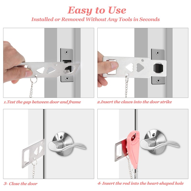 AceMining Portable Door Lock Home Security Door Locker Travel Lockdown