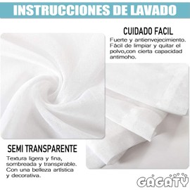 2 Paneles de Cortinas Traslúcidas, (107 x 160 CM, Cada Uno) Cortinas Blancas Traslúcidas para Ventana, Cortinas Blackout Largas para Recámara, Cortinas Gasa para Cocina, Estar, Baño