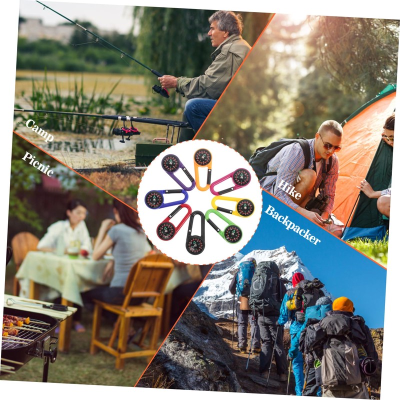 Kisangel Compact Mini Compass Carabiner Hook for Hiking Camping Emergency