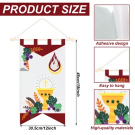 HunnmingRe First Communion Banner Kits 12 x 18 Inches Felt Holy Communion Banner Kits First Communion Gifts Sunday DIY Arts and Crafts Kit(Cute Style)