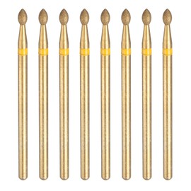 HARFINGTON 8pcs 325-400 Grits Diamond Grinding Bit 2.3mm Oval Head 2.35mm Shank 4mm Length Titanium Plated Stone Sanding Drill Bits Rotary Tool for Nails Grinding Polishing