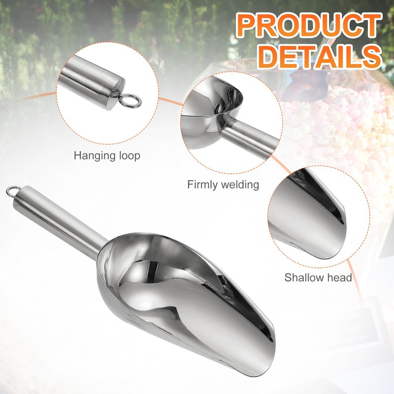 sourcing map Metal Ice Scoop, 9.8" x 3.5"Stainless Steel Ice