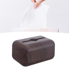 Tissue Box Cover Square, Rustic Farmhouse Wooden Tissue Holder, Wood Grain Tissue Box Cover Cube for Bathroom, Bedroom, Dinner Table, Office,Kitchen (Black Walnut Color)