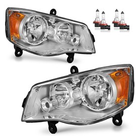 Vizotae Headlights Assembly for 2011-2020 Dodge Grand Caravan, for 2008-2016 Chrysler Town Country High/Low Beam with Bulbs, Passenger and Driver Side