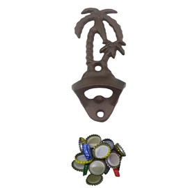 Luwanburg Palm Tree Cast Iron Bottle Opener Wall Mounted Beer Cap Opener with Magnetic Cap Catcher Patio Beach (Rustic Vintage)