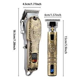 Professional Hair Clipper & Trimmer Set for Men, Cordless USB Rechargeable Grooming Kit with 2000mAh Lithium Battery, Barber Haircut and Carving Kit for Christmas Gift, Winter & New Year Gift, Stocking Fillers, Barber Kit, Beard Trimmer