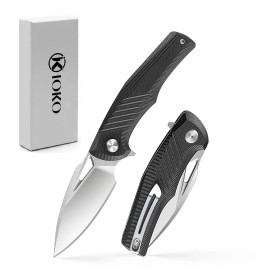 LONSDOW Survival Outdoor D2 Steel Knives Pocket Self-Defense  Folding G10 Handle Camping Hunting Knivestype: Pocket Knife, blade width: 1.49 inch, blade length: 2.95 inch, color: Black FK-107-1