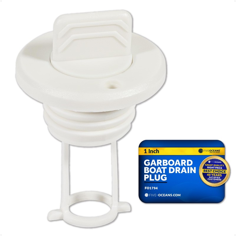Five Oceans Captive Garboard Drain Plug, for 1-Inch Transom Hole,