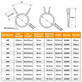 Lyeteung 140 Pieces 10 Sizes 5-14 mm Single Wire Fuel Line Hose Pipe Spring Clips Clamp Kit, Air Hose Hose Clamps Closure, Hose Clips Spring Clamp, Silver