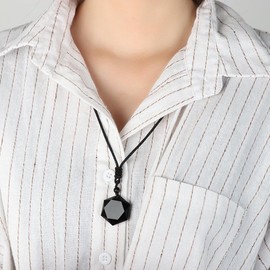 [Qicarkey] Fashion Hexagon Black Blessing Lucky Amulet Obsidian Pendant