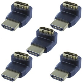 MaxLLTo 5 Pack Lot HDMI Right Angle Adapter M/F 270 Degree Gold Plated Gold Plated Connector
