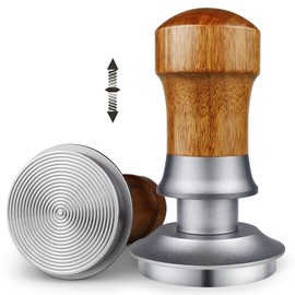 ceelatti Tamper 51 mm, 30 lbs Pressure-Regulating Calibrated Espresso Tamper, Spring Loaded Contact Pressure Coffee Tamper for Delonghi 51 mm Portafilter, Walnut Wooden Handle, 304 Stainless Steel