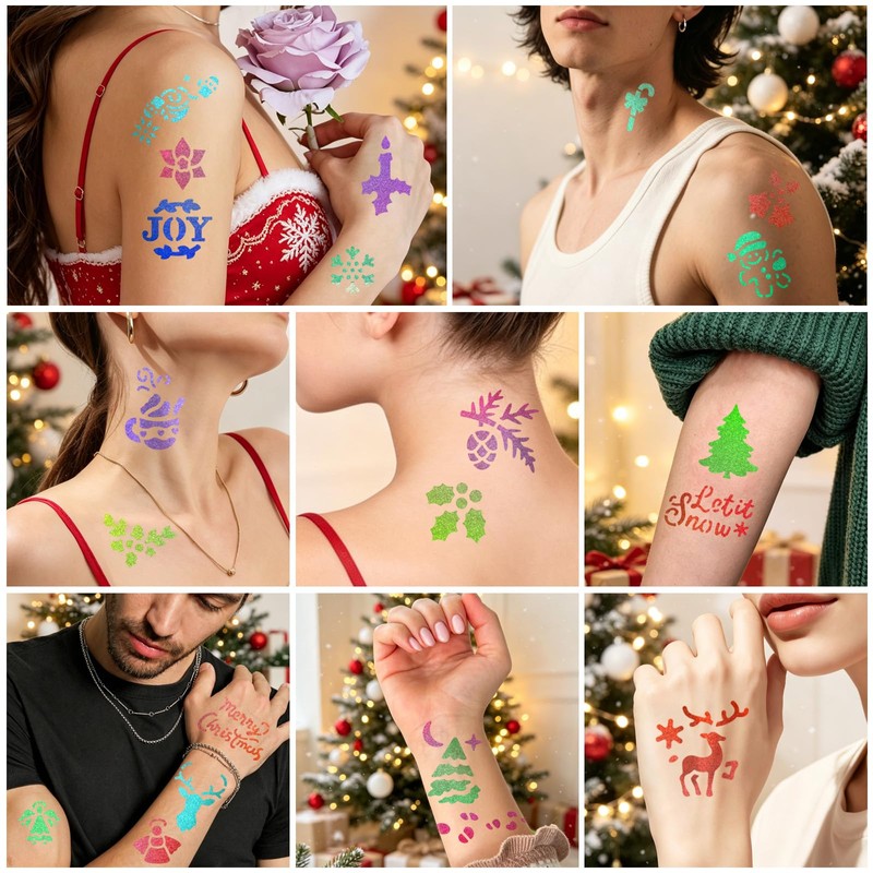 Christmas Temporary Tattoo Stencils, Christmas Party Stocking Stuffers