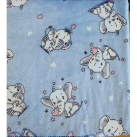 PinkZebra Cuddly Baby Blanket 70 x 100 cm, Bedspread, Buggy Blanket, Fleece Blanket, Baby Blanket for Pram, Throw Blanket, Fluffy, Duvet, Elephant Blue