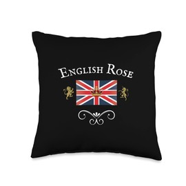 BRITISH FLAG, GREAT BRITAIN, UK UNITED KINGDOM, GB English Rose, Union Jack Flag, England, British, Britain UK Throw Pillow, 16x16, Multicolor