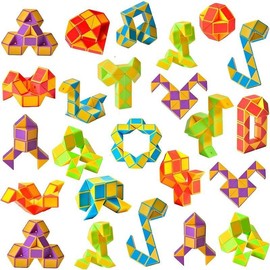 24 Pack Mini Fidget Snake Cube Mini Twist Puzzle Favors Cubes Magic Speed Cubes Toy for Kids Party favors,Goody Bag Fillers, Party Supplies - Style: Yellow 24set