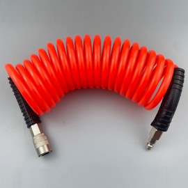 Darnassus Polyurethane Recoil Air Hose, Air Compressor Hose with 1/4" Swivel Fittings, for Industrial, Household, Garage, Station (15 FT, Red)