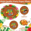 CHUNNIN 50Pcs Hawaiian Luau Oval Paper Plates 11 Inch Tiki