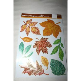 Nantucket dist FALL AUTUMN Window Clings FALL LEAVES with Glitter